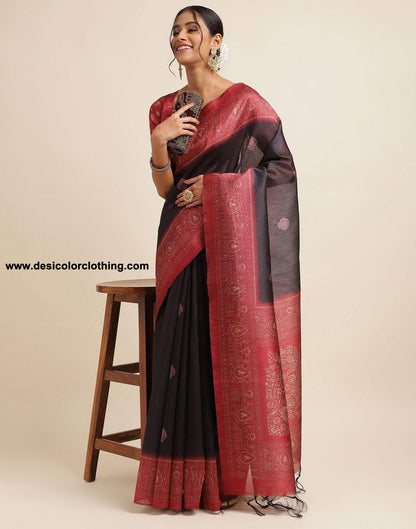 Black Silk Printed Saree