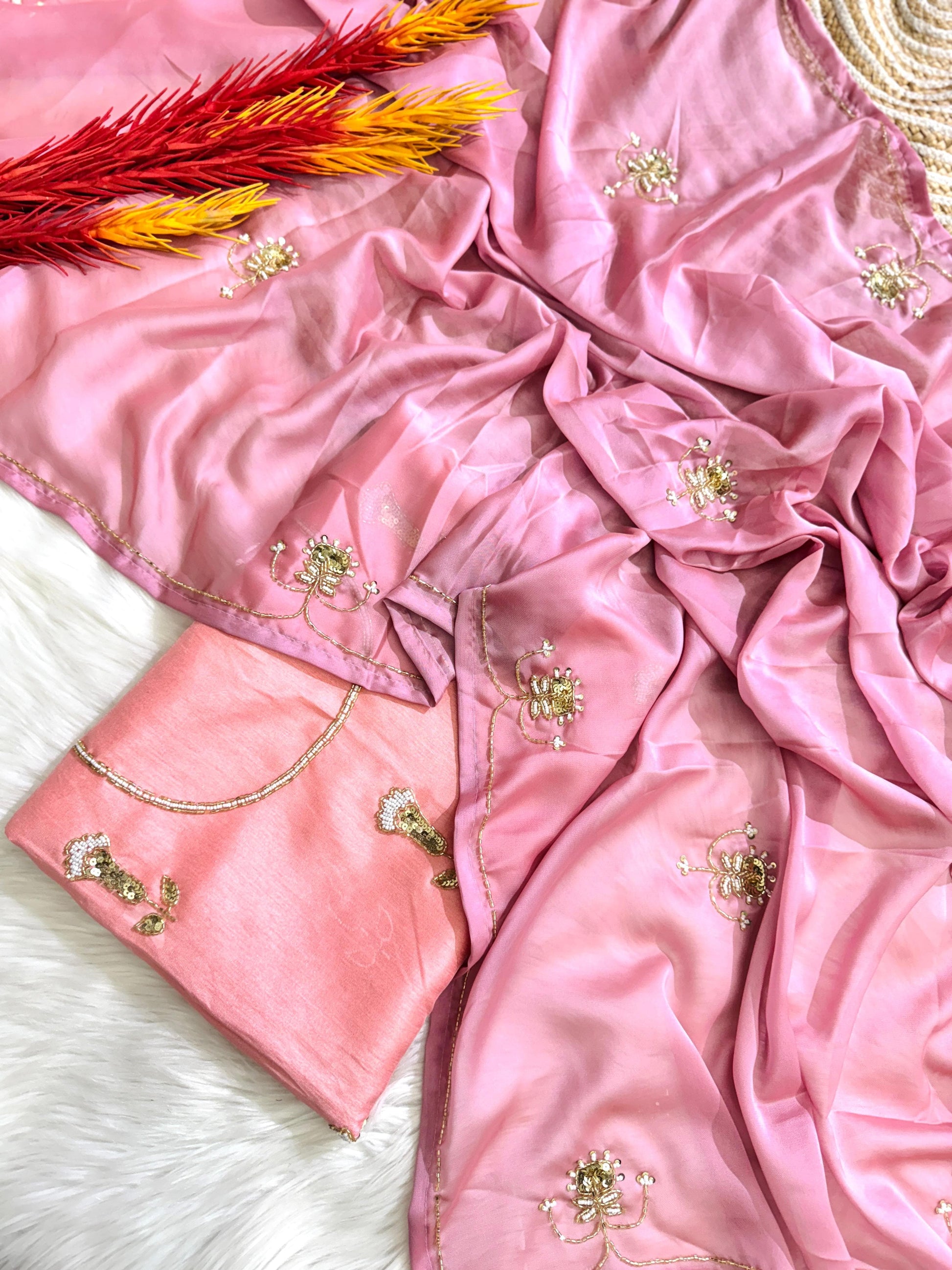 Product Image - Handcrafted Designer Silk Saree with Unstitched Silk Blouse