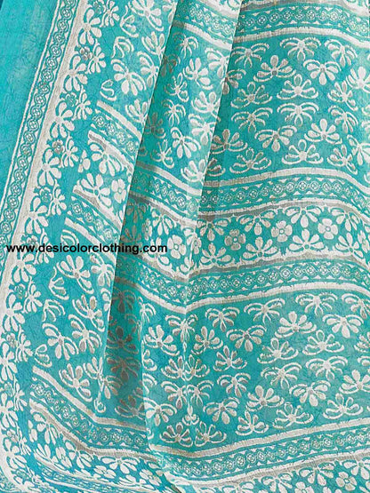 Blue Chiffon Printed Saree