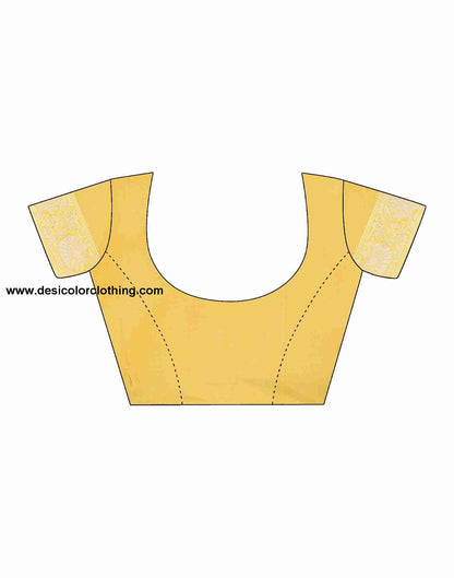 Yellow Cotton Plain Saree