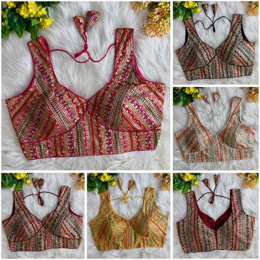 Product Image - Designer Georgette Partywear Blouse with Multi-Thread Embroidery