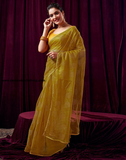 Turmeric Net Plain Saree
