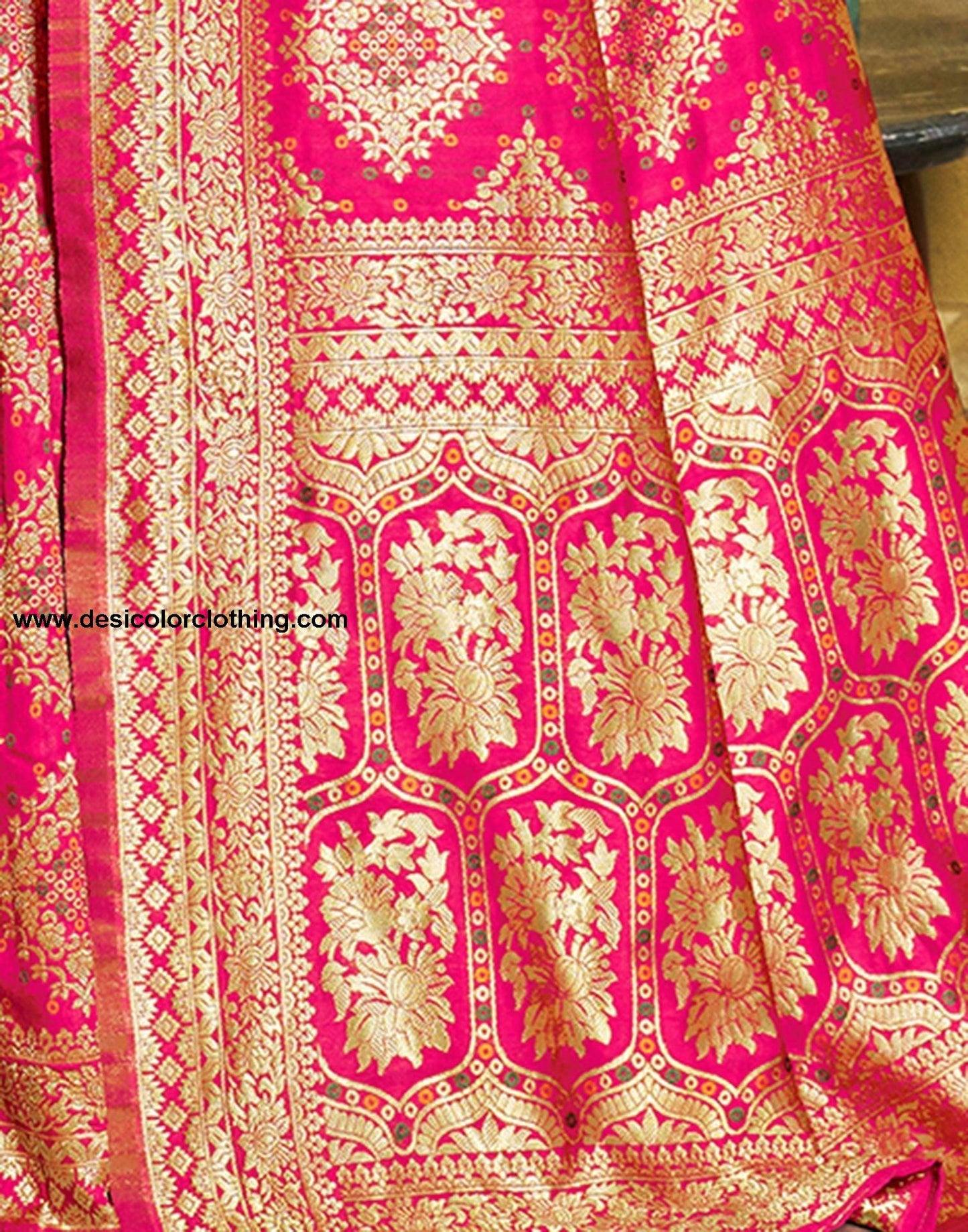 Rani Pink Jacquard Silk Saree
