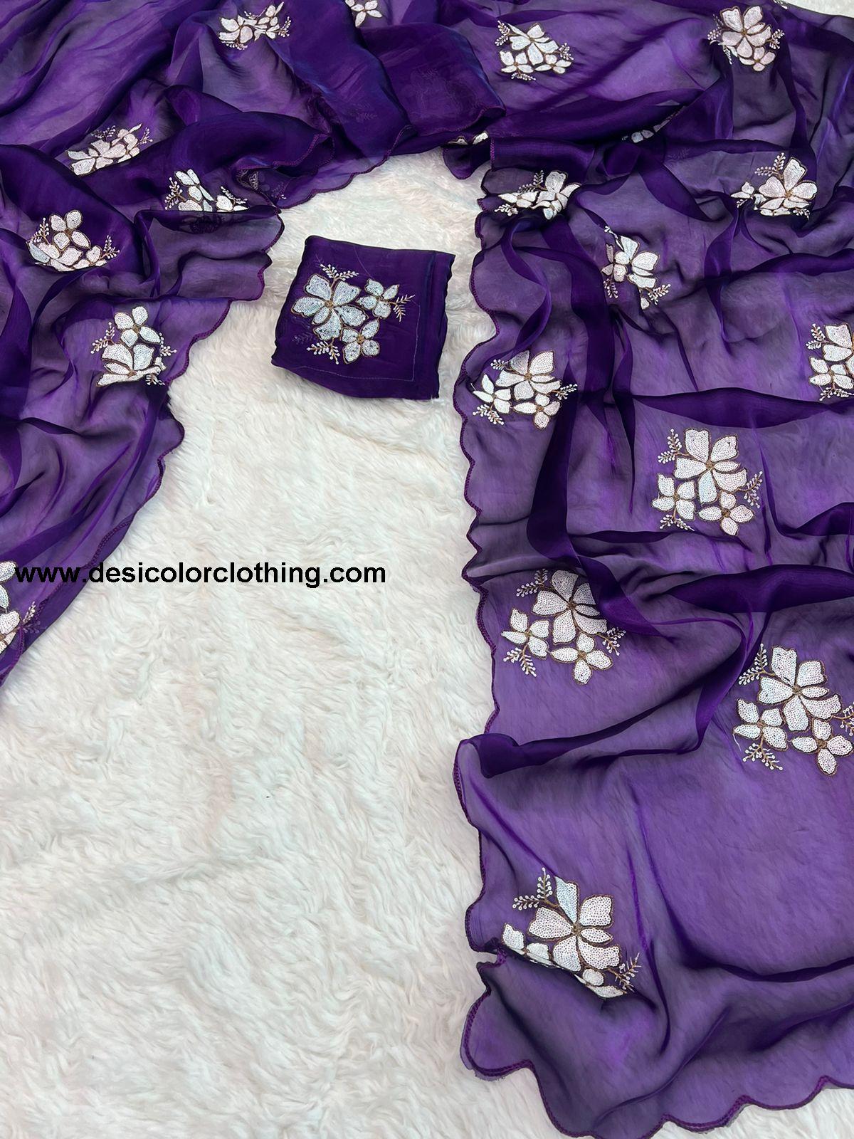 Pure Glass Jimmy Chu Chiffon Saree Collection*