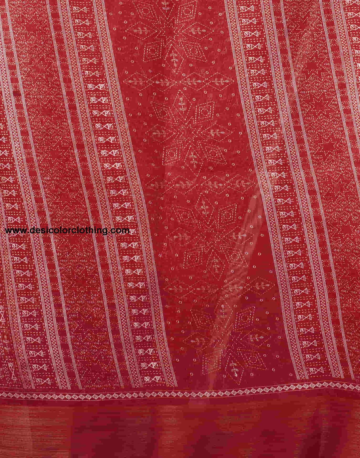 Red Cotton Printed Saree