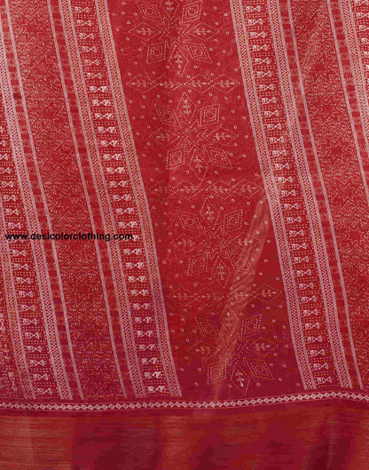 Red Cotton Printed Saree