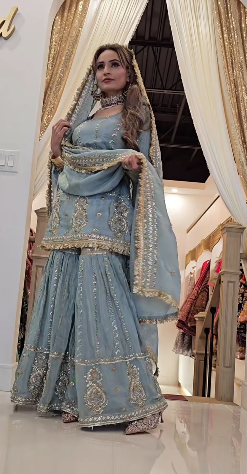 Product Image - Exclusive Designer Suit with Embroidered Chinon Silk