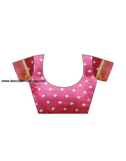 Rose Pink Printed Silk Saree