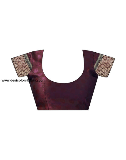 Brown Jacquard Silk Saree