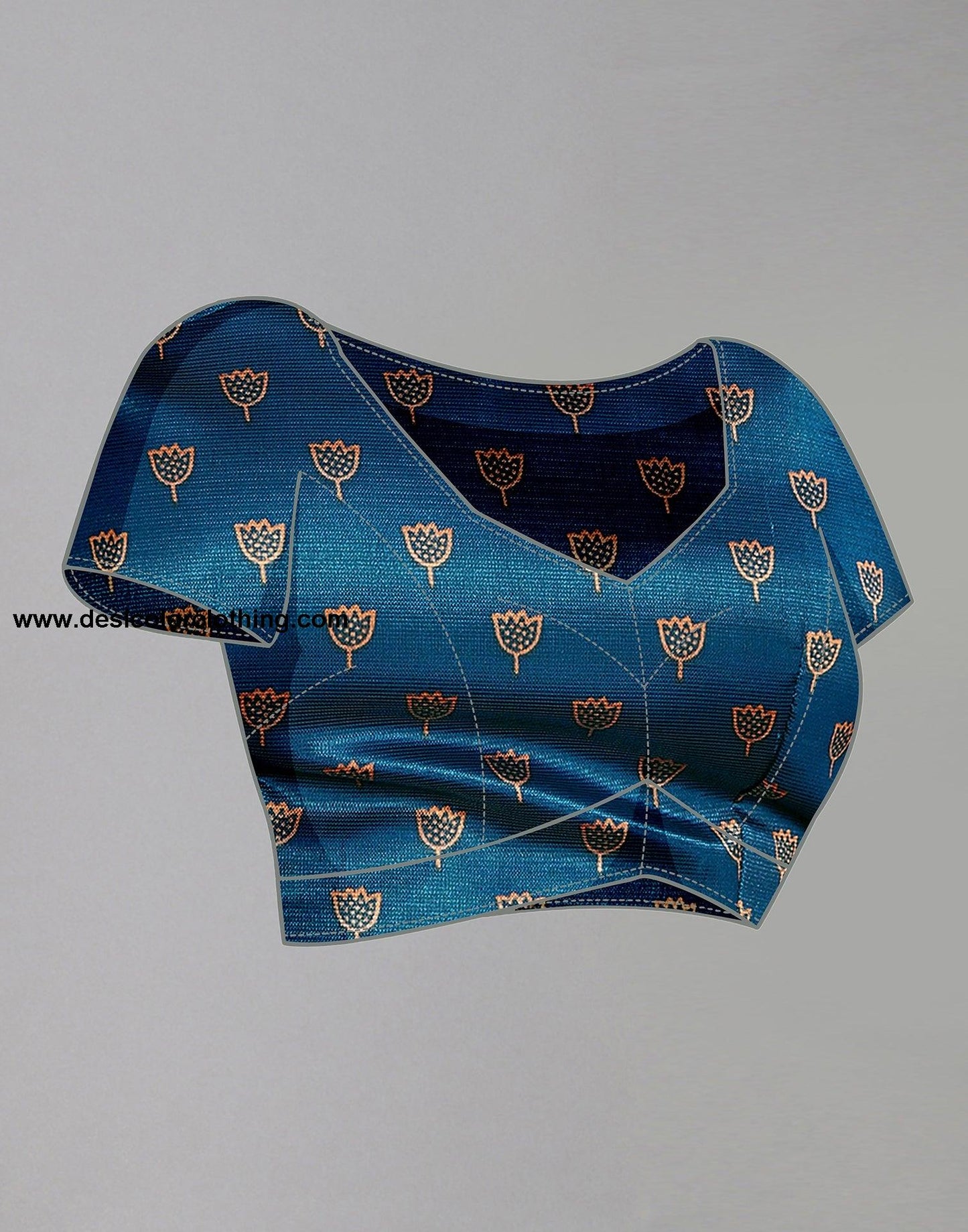 Teal Blue Silk Printed Saree
