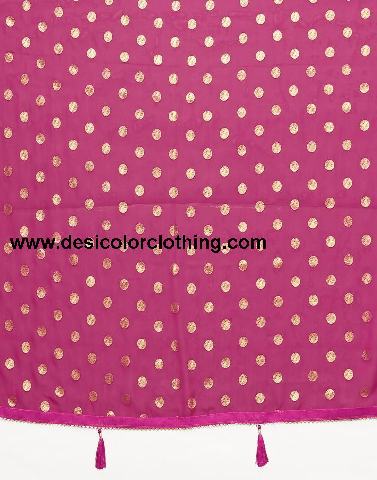 Rani Pink Georgette Printed Saree