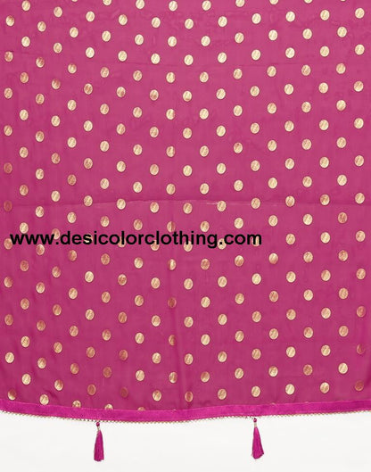 Rani Pink Georgette Printed Saree