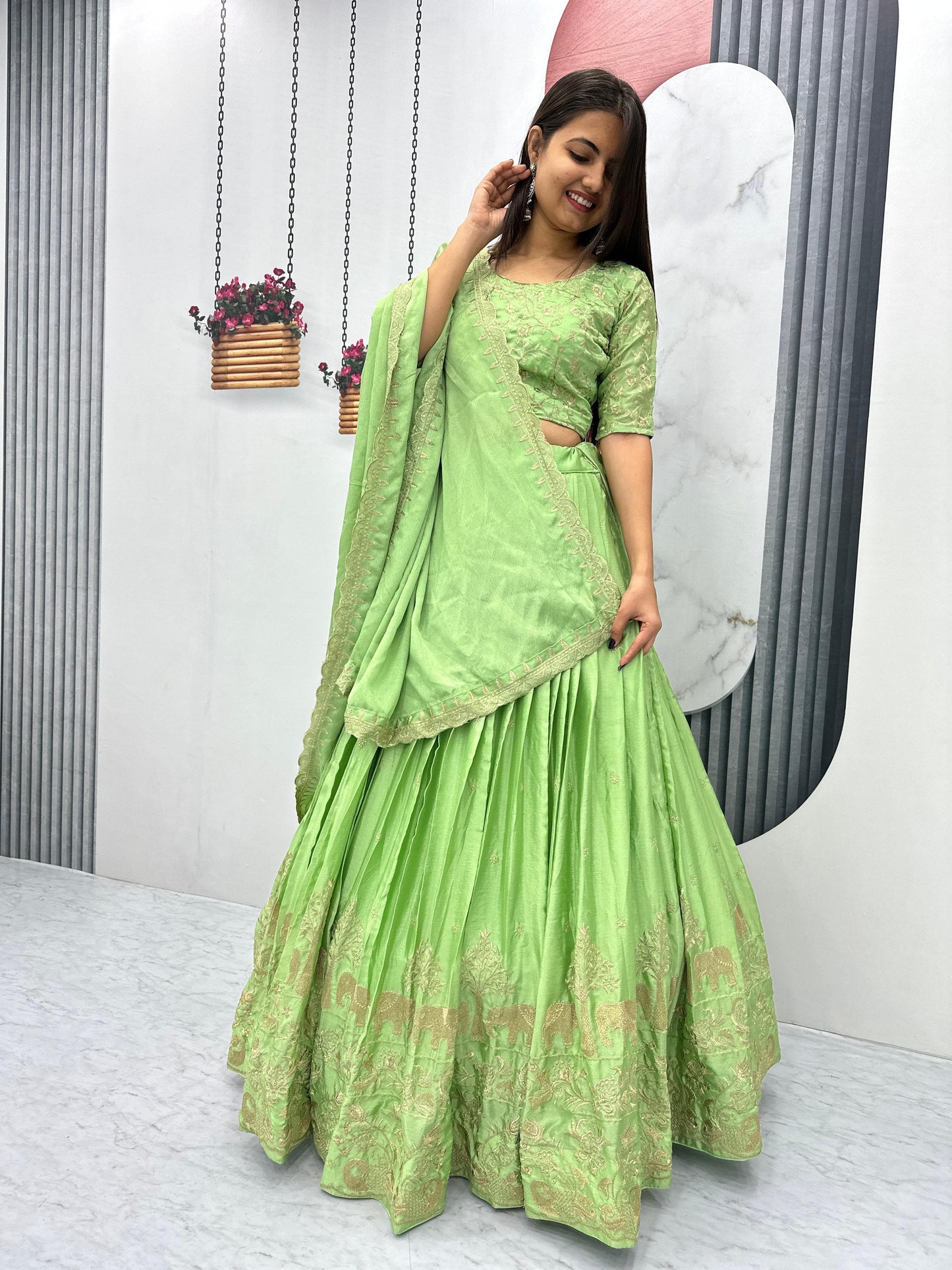 Product Image - Elegant Chinon Festive Wedding Lehenga Choli by Mahant Creation