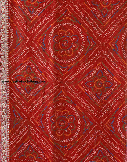 Red Georgette Bandhani Saree