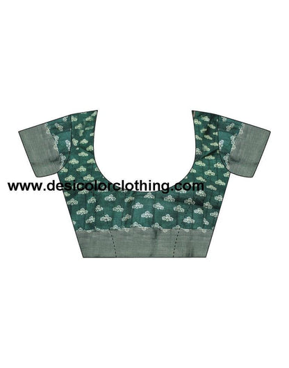 Dark Green Silk Printed Saree