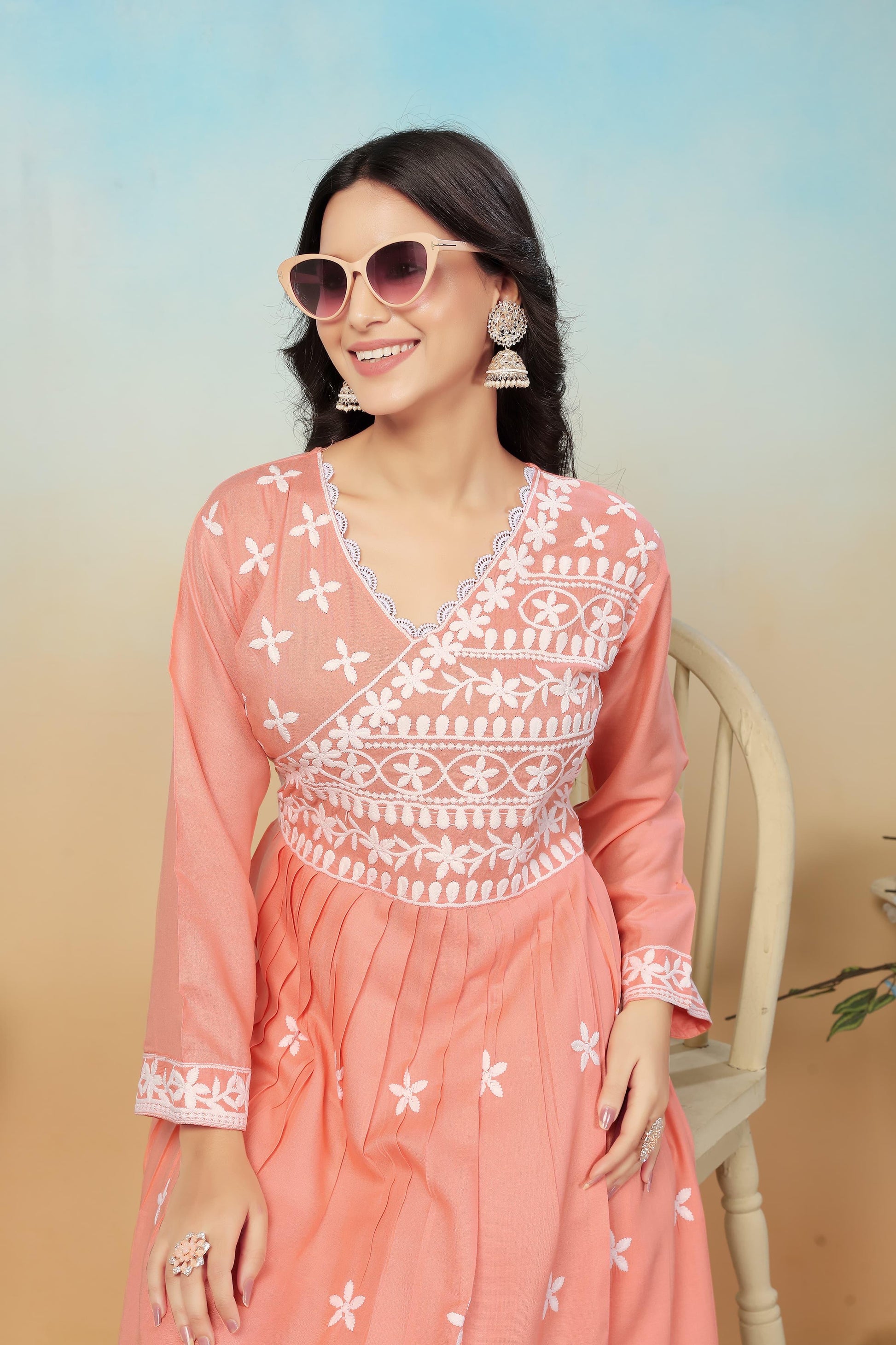 Product Image - Premium Heavy Rayon Designer Saree with Chikankari Embroidery | Festive Wear