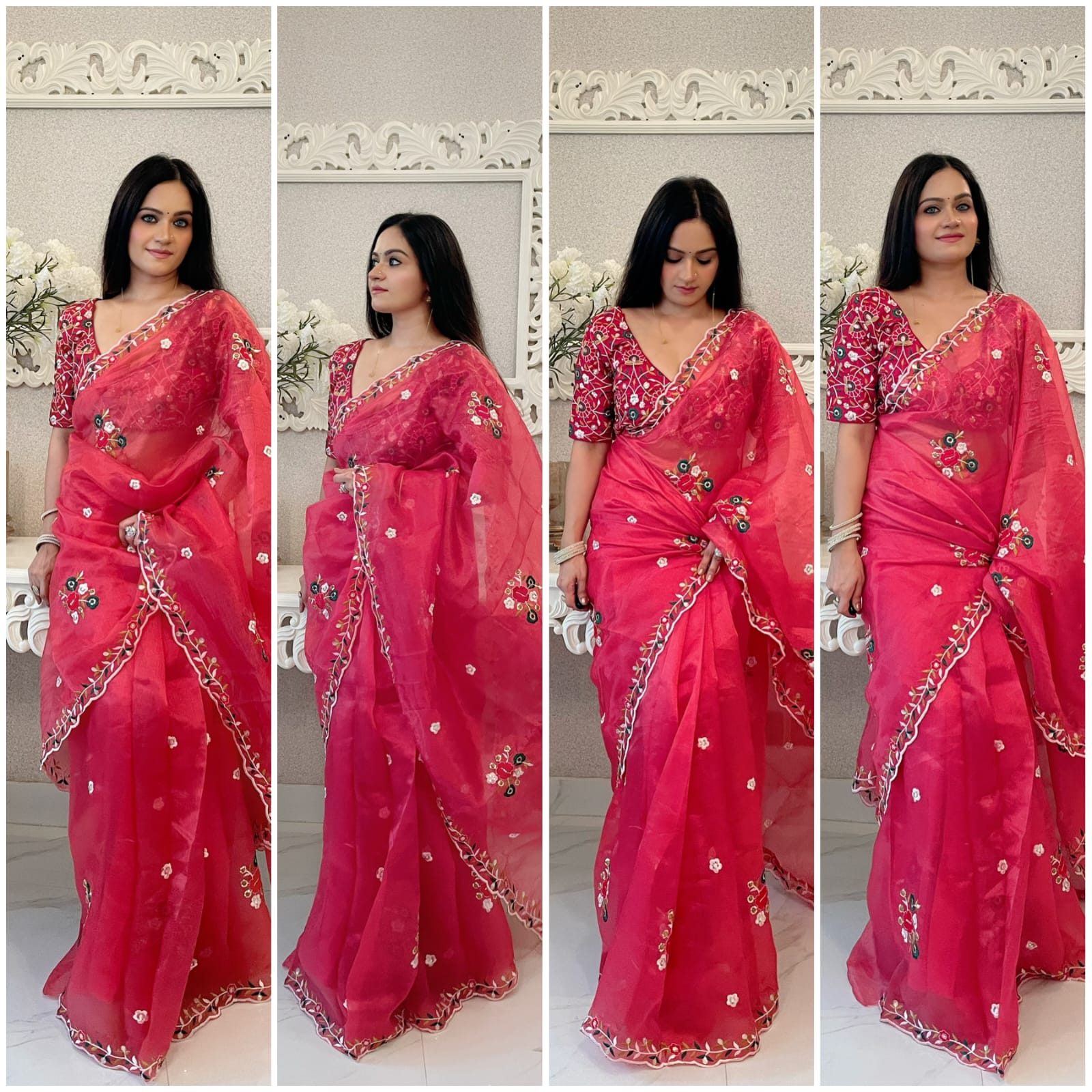 Product Image - Designer Organza Khadi Silk Saree with Embellished Blouse