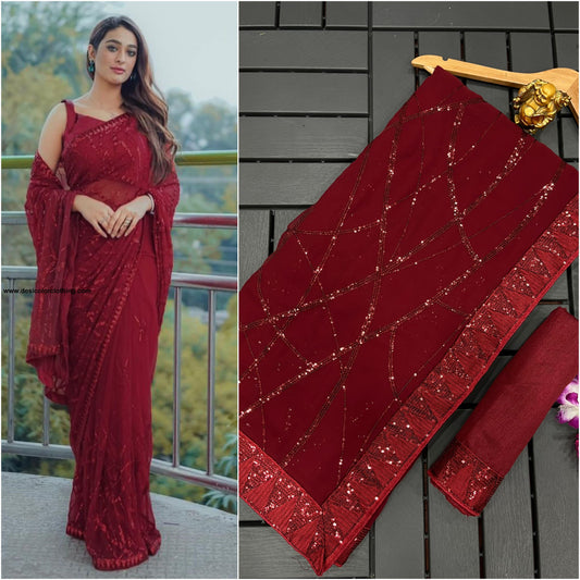 Super Hit Bollywood Blockbuster Sequins Design Georgette Saree