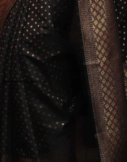 Black Banarasi Silk Woven Saree