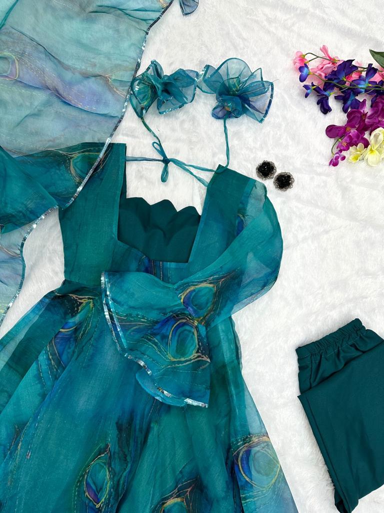 Product Image - Exclusive Ri8 Fashion Anarkali Suit - Digital Printed Organza Silk