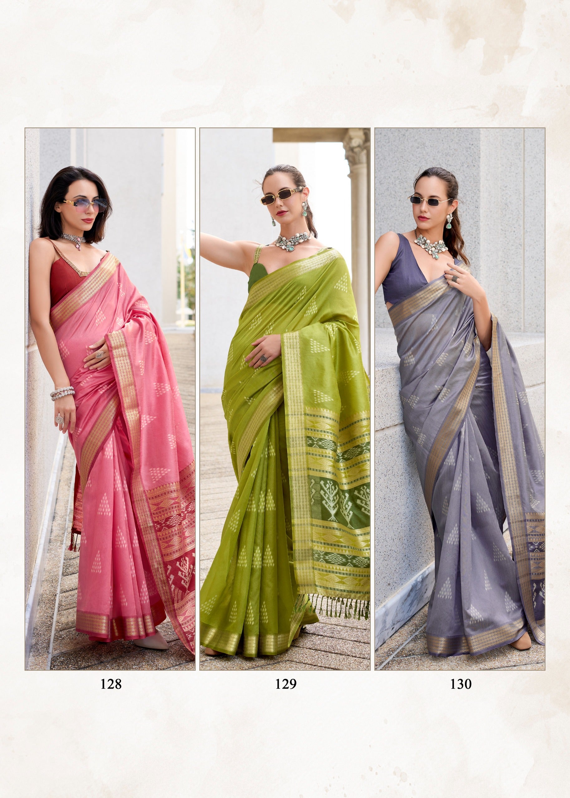 Product Image - RajYog Designer Ikkat Pattern Georgette Saree - Festive Wear & Wedding Outfits