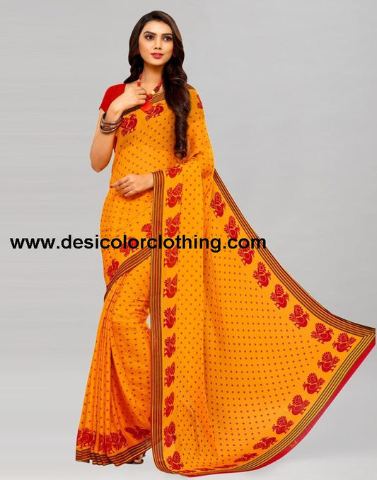 Yellow Printed Saree | 973S163