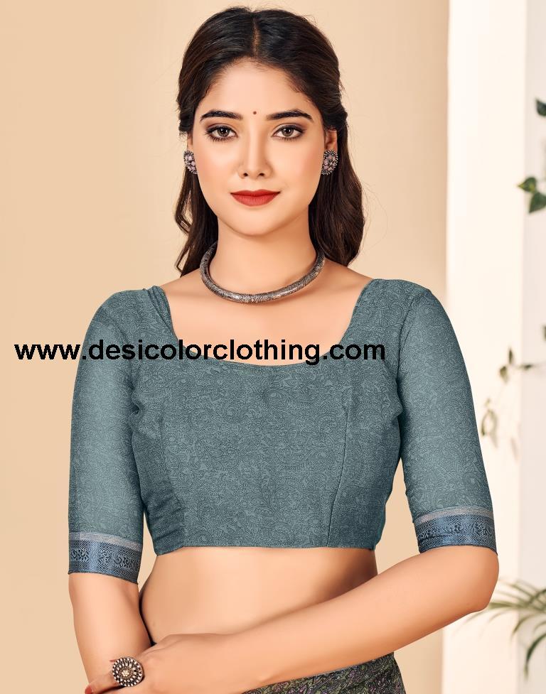 Dusty Green Georgette Printed Sarees