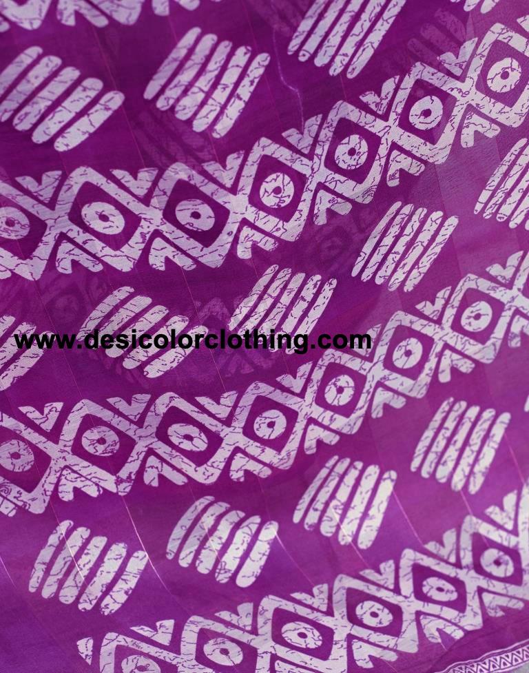 Purple Printed Cotton Saree