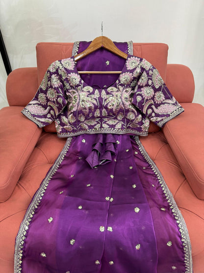 Product Image - Elegant Zimmy Choo Satin Saree with Sequence Embroidery
