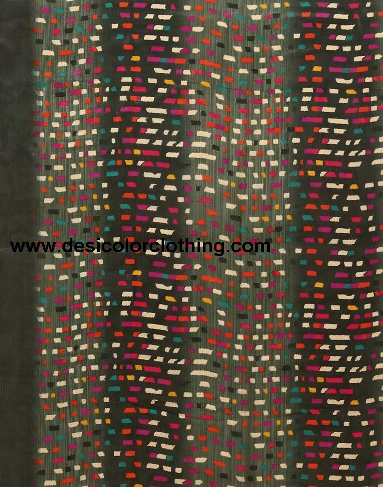 Dark Green Georgette Printed Saree