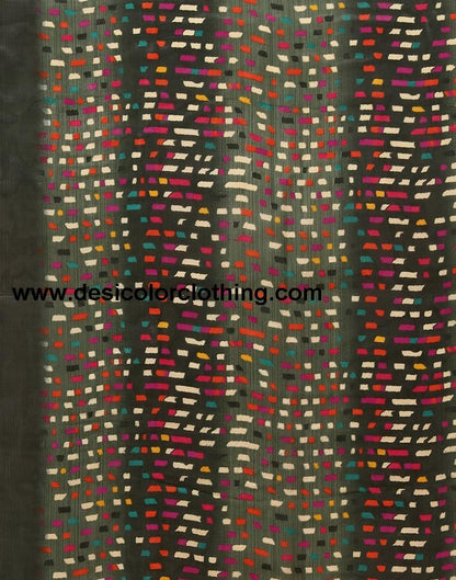Dark Green Georgette Printed Saree