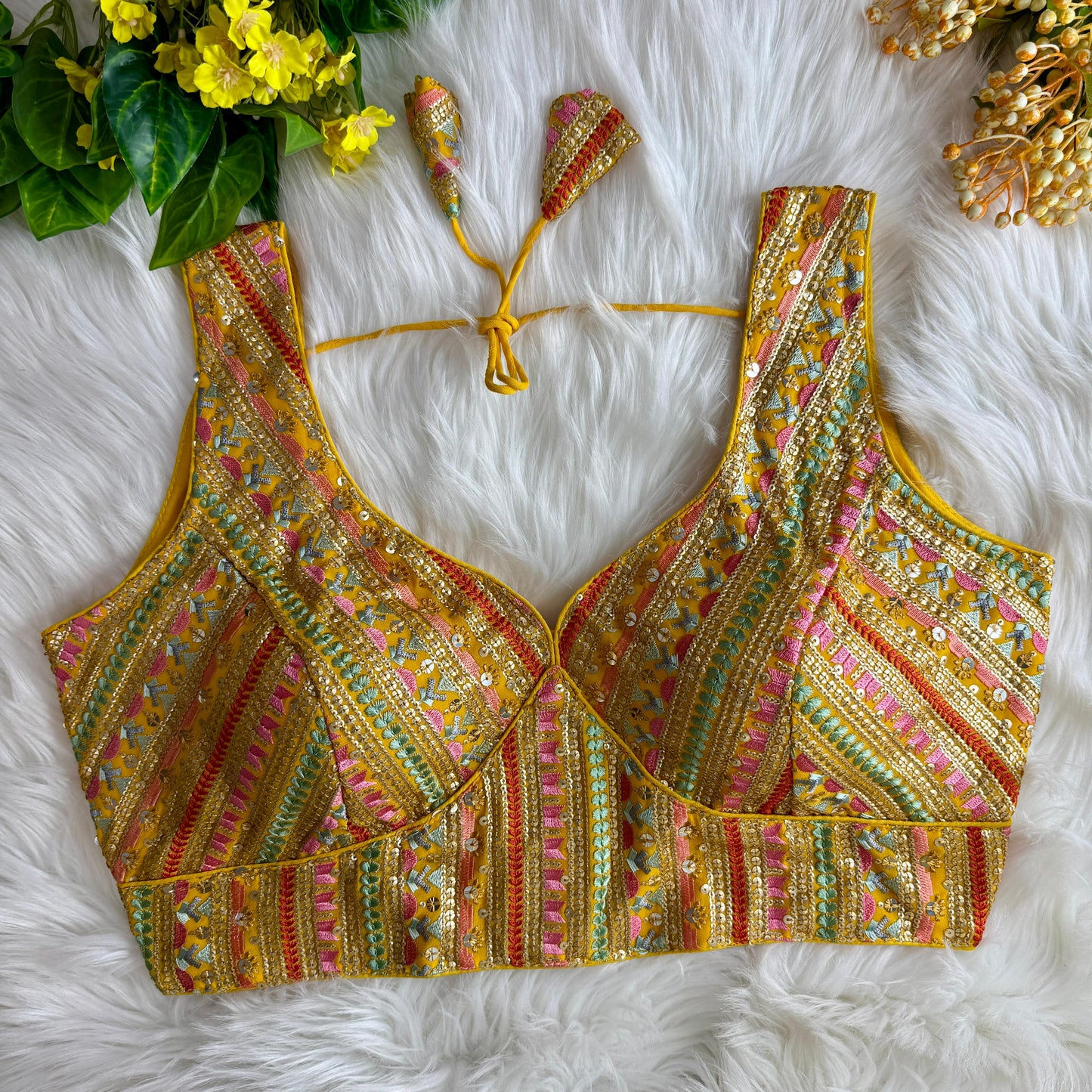 Product Image - Designer Georgette Partywear Blouse with Multi-Thread Embroidery