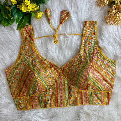 Product Image - Designer Georgette Partywear Blouse with Multi-Thread Embroidery