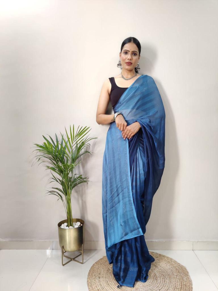 Product Image - Elegant 1 Min Ready to Wear Designer Saree | Georgette Fabric | Festive & Wedding Wear