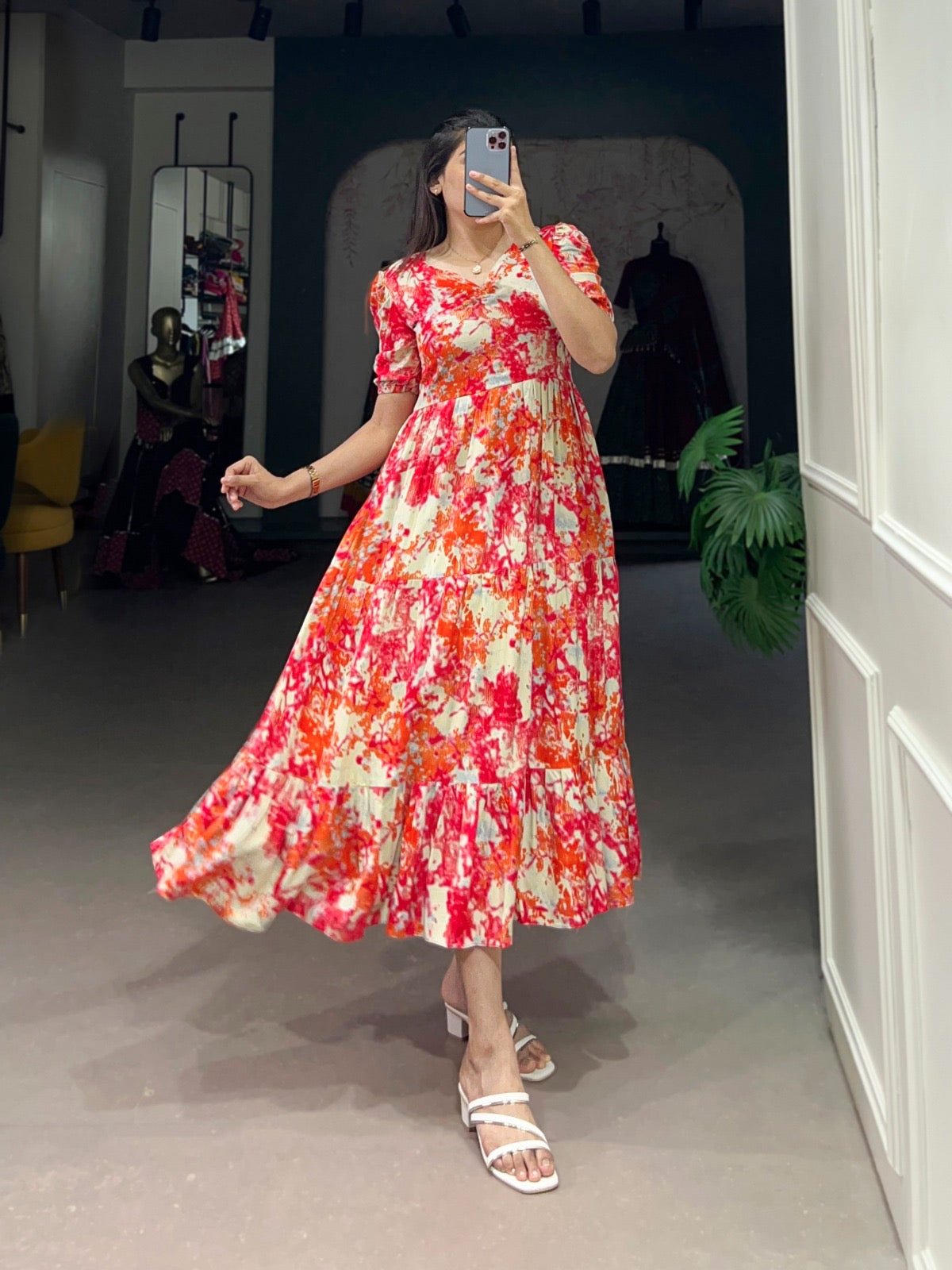 Elegant Rayon Stitched Frock - Three Layers of Endless Charm