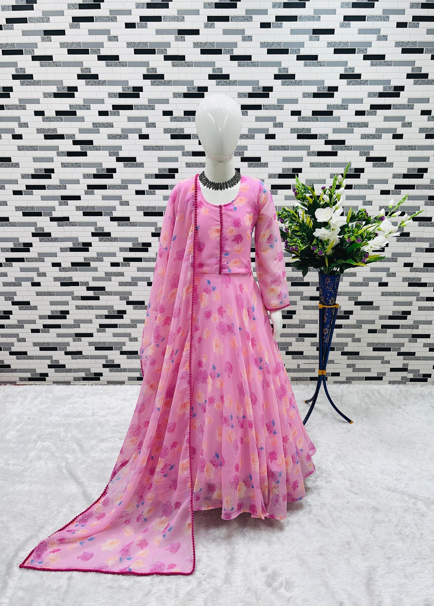 Product Image - Beautiful Kids Gown Set - Heavy Fox Georgette