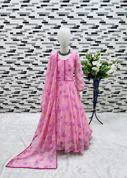 Product Image - Beautiful Kids Gown Set - Heavy Fox Georgette