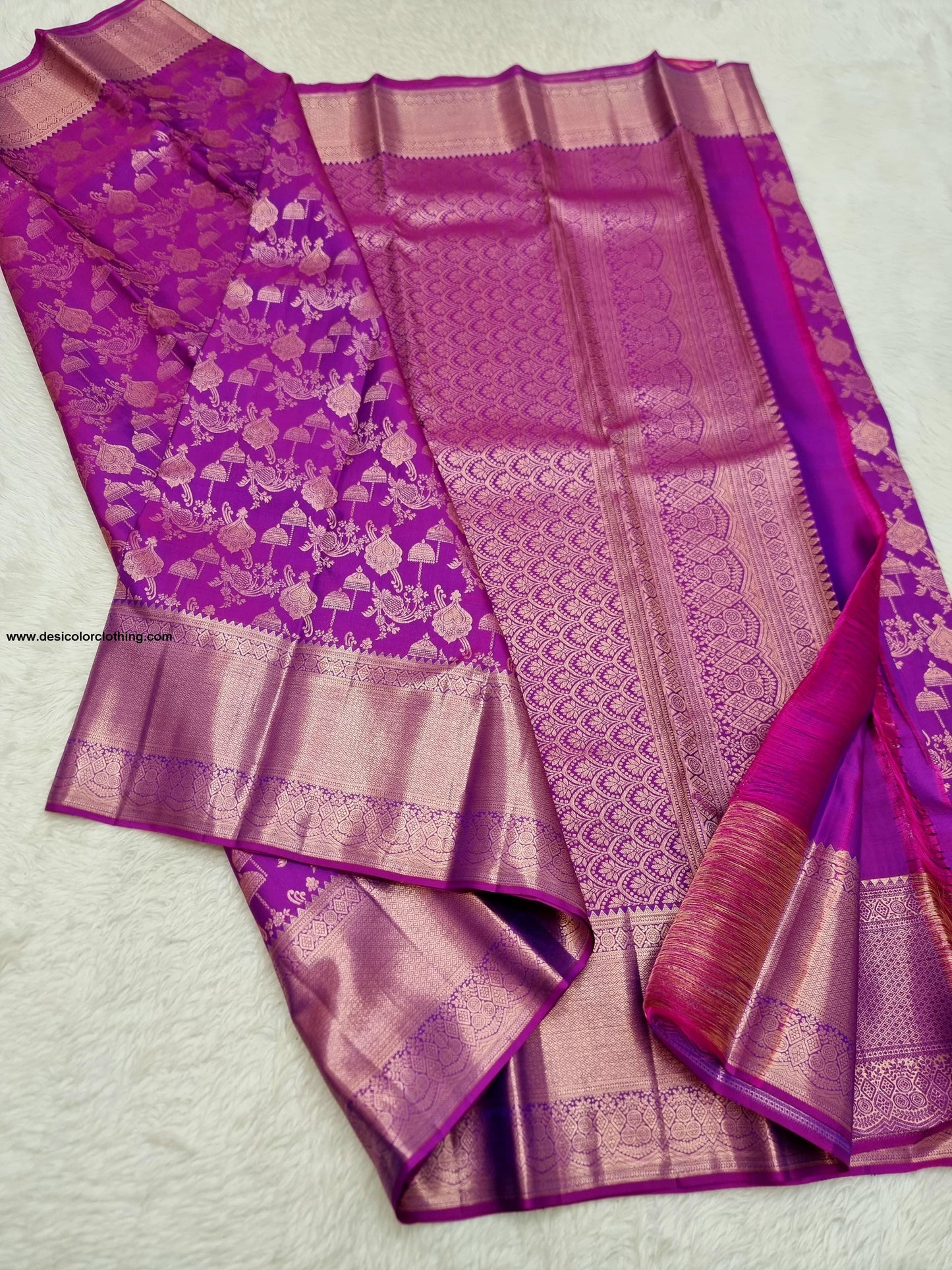 Kanchipuram 100% Pure Handwoven 2G Premium Quality Pastel Colours Unique Design Bridal Silk Sarees