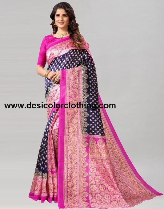 Pink Coloured Poly Silk Printed Saree | SLV2225S728