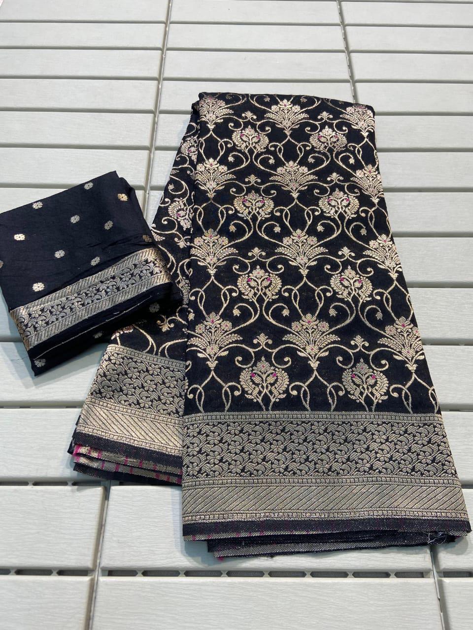 Product Image - Designer Crepe Khadi Silk Saree with Zari Pallu