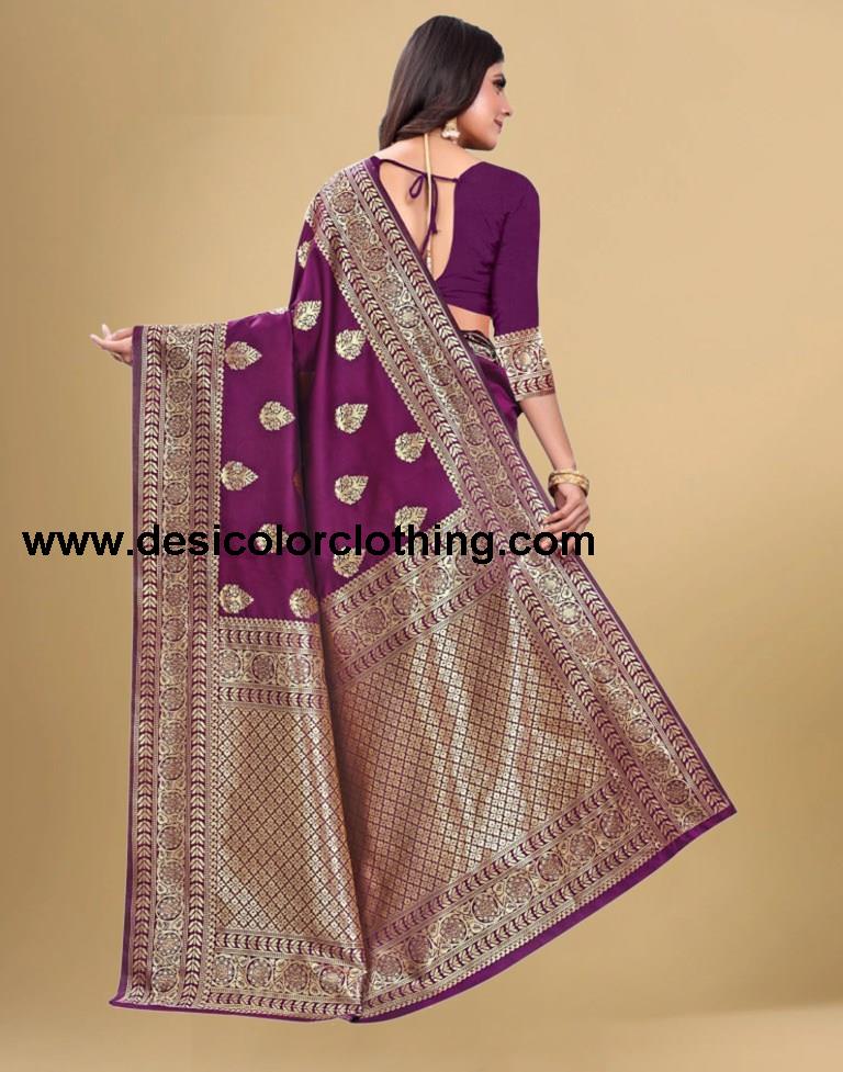 Purple Jacquard Banarasi Silk Saree