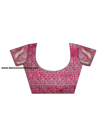 Dark Pink Silk Plain Saree