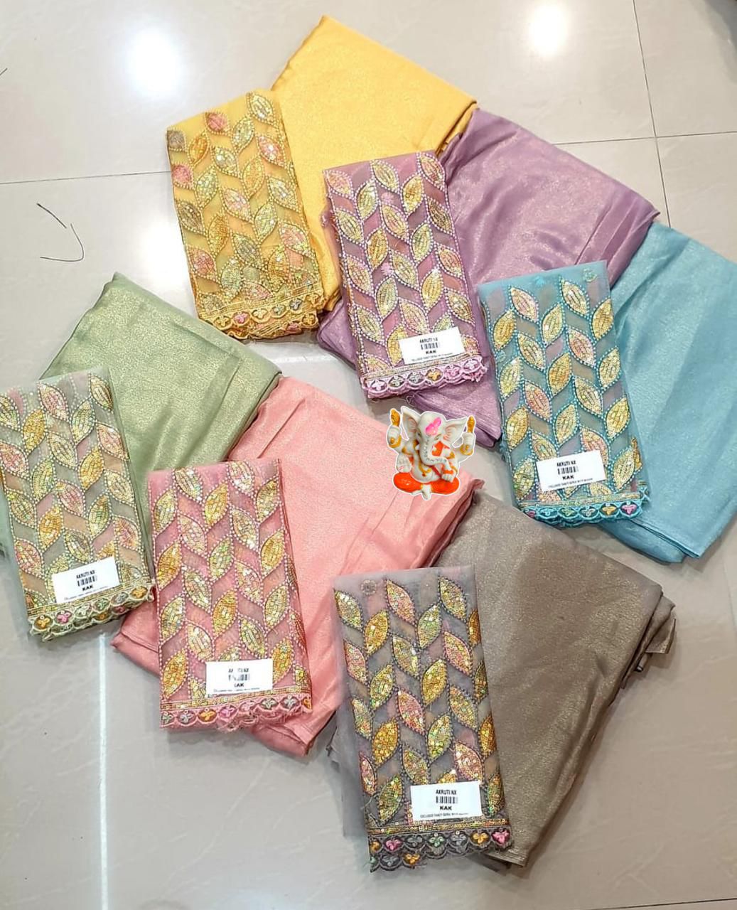 Product Image - Designer Shimmer Chiffon Saree with Embroidered Blouse