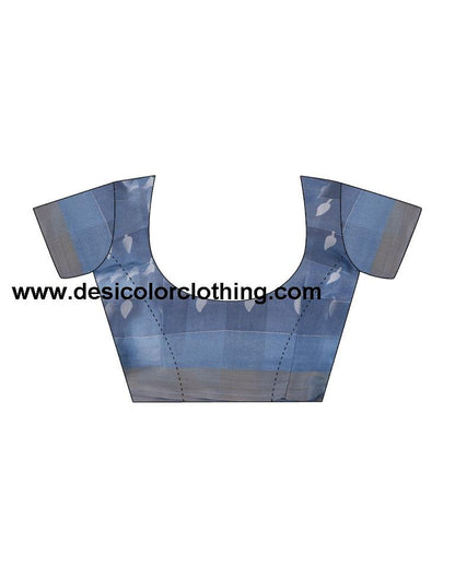 Steel Blue Cotton Printed Saree