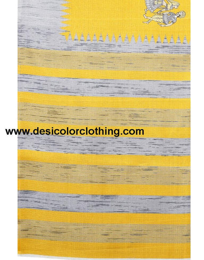Yellow Coloured Khadi Silk Printed Casual saree