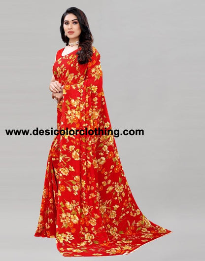 Red Printed Saree | 2082S641