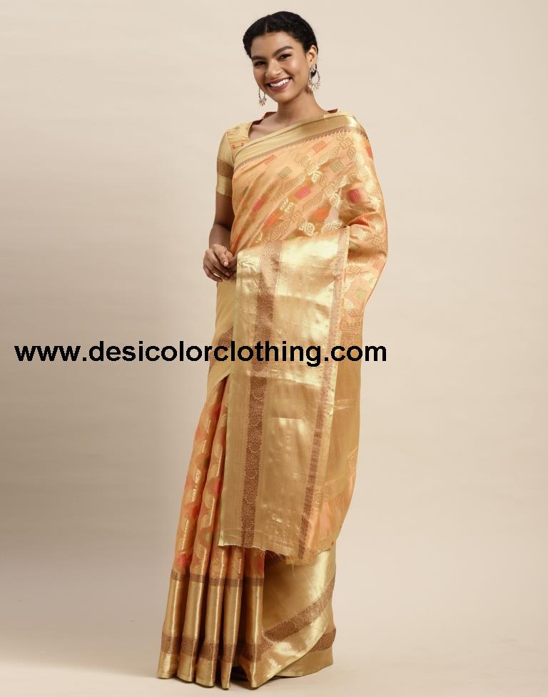Peach Organza Saree