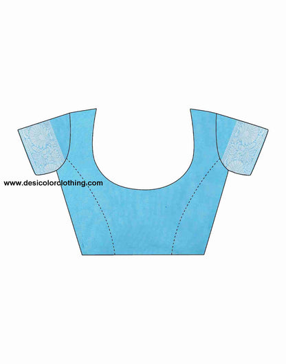 Blue Cotton Plain Saree