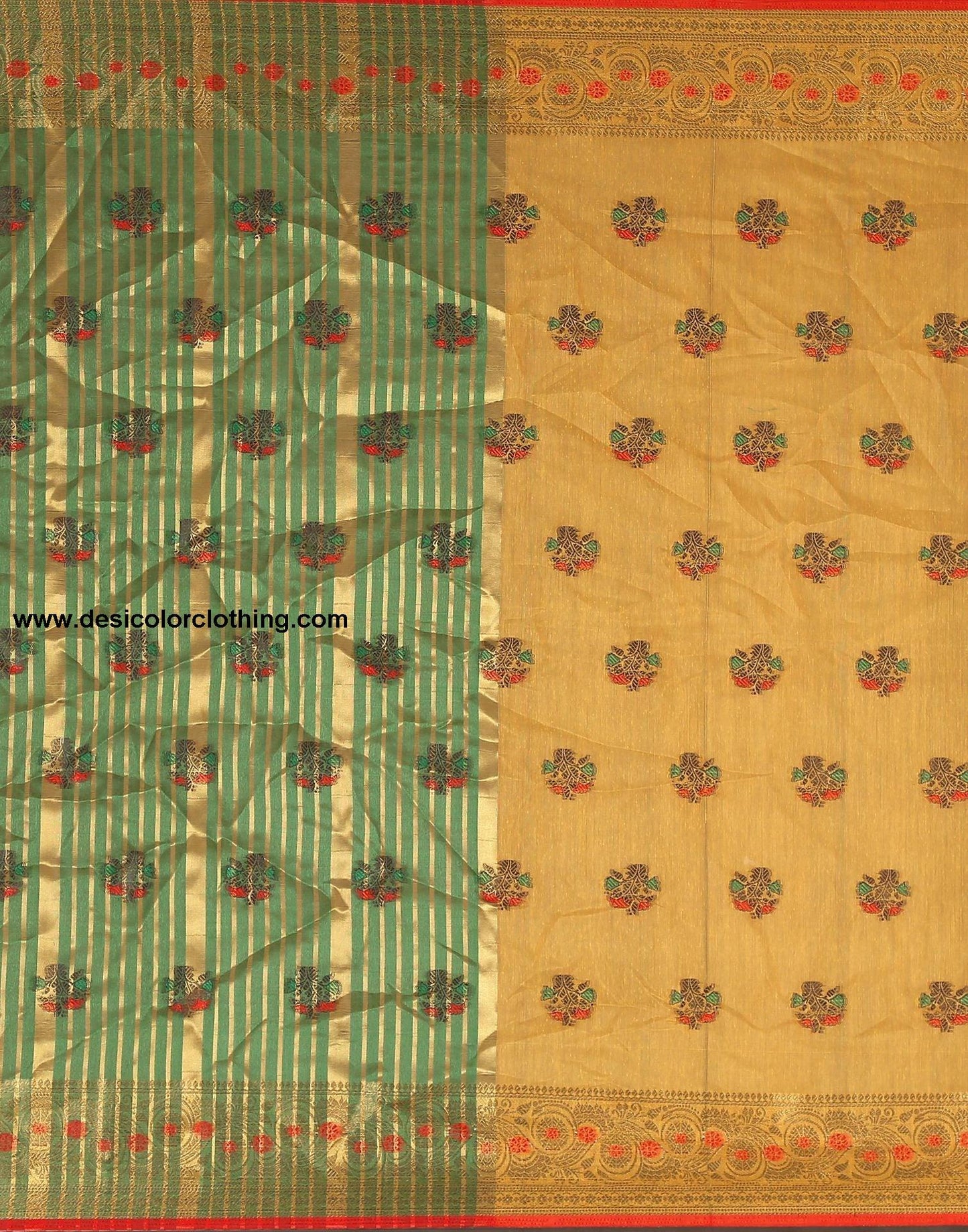 Dark Green Plain Cotton Saree