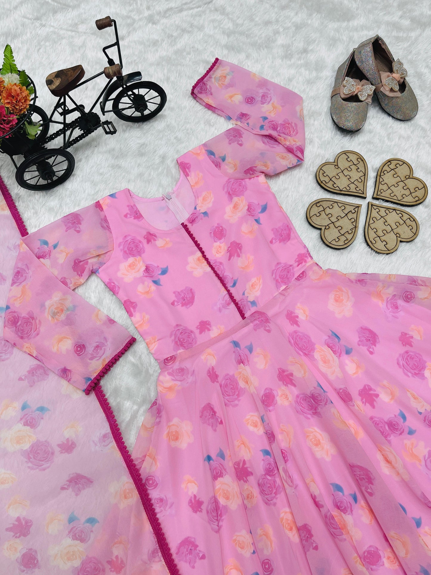 Product Image - Beautiful Kids Gown Set - Heavy Fox Georgette